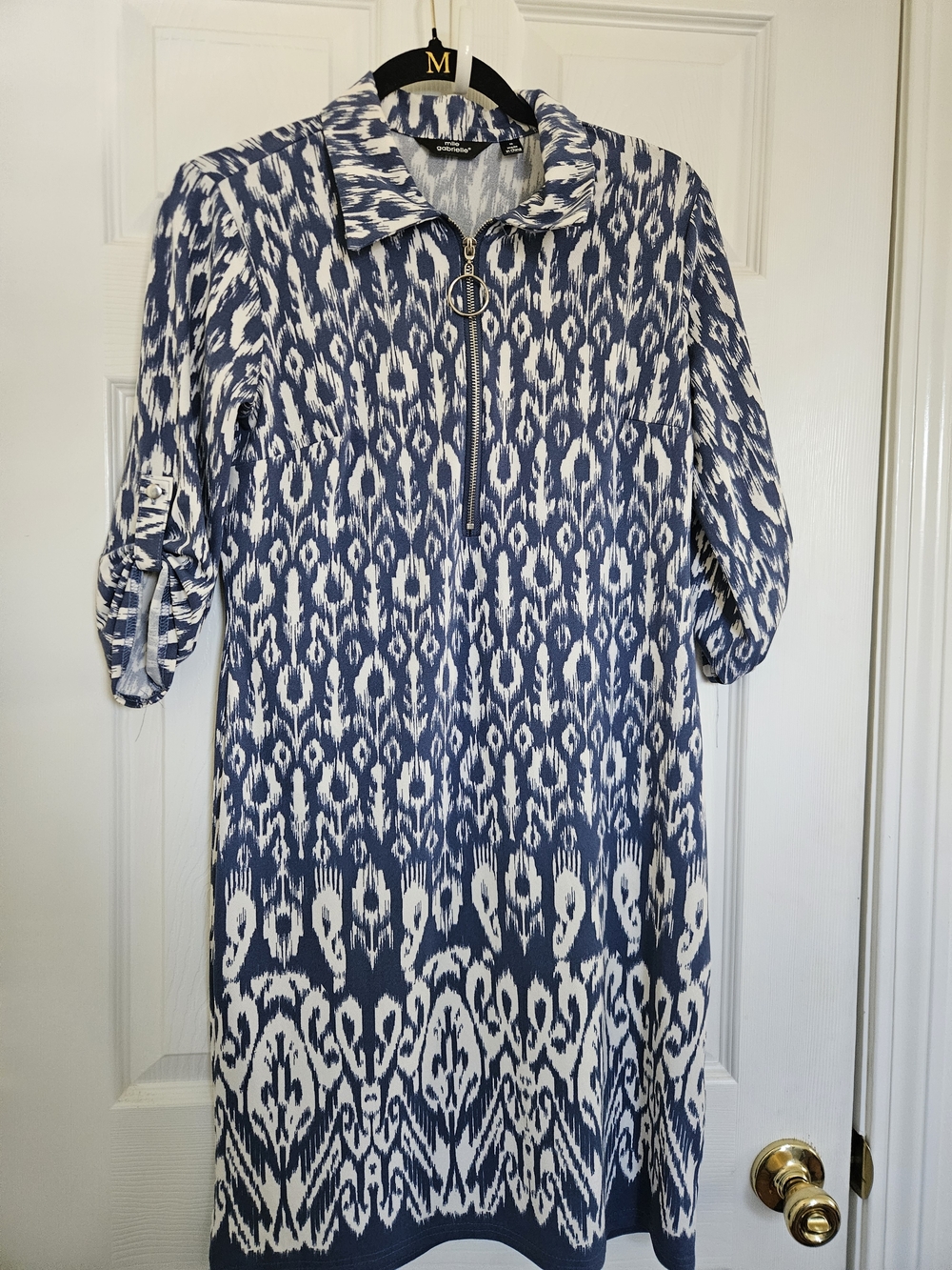 Mlle Gabrielle Blue and White Ikat Midi Dress